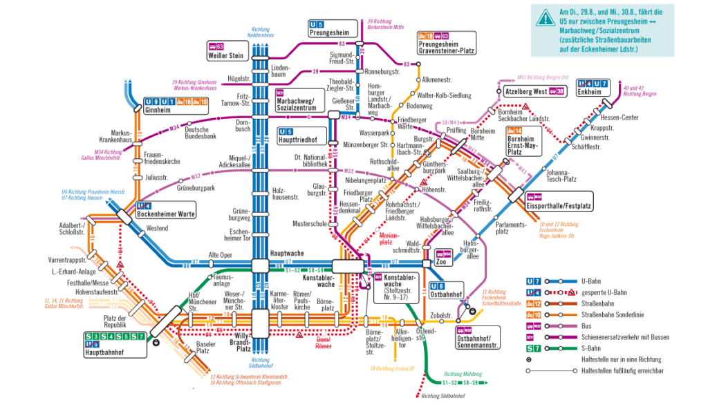 Bauarbeiten auf den UBahnLinien U4 und U5 ÖPNV online Frankfurt am Main
